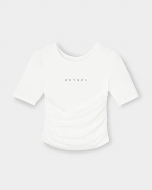 CRONOS WOMEN ACTIVE CROSS T-SHIRTS【WHITE】