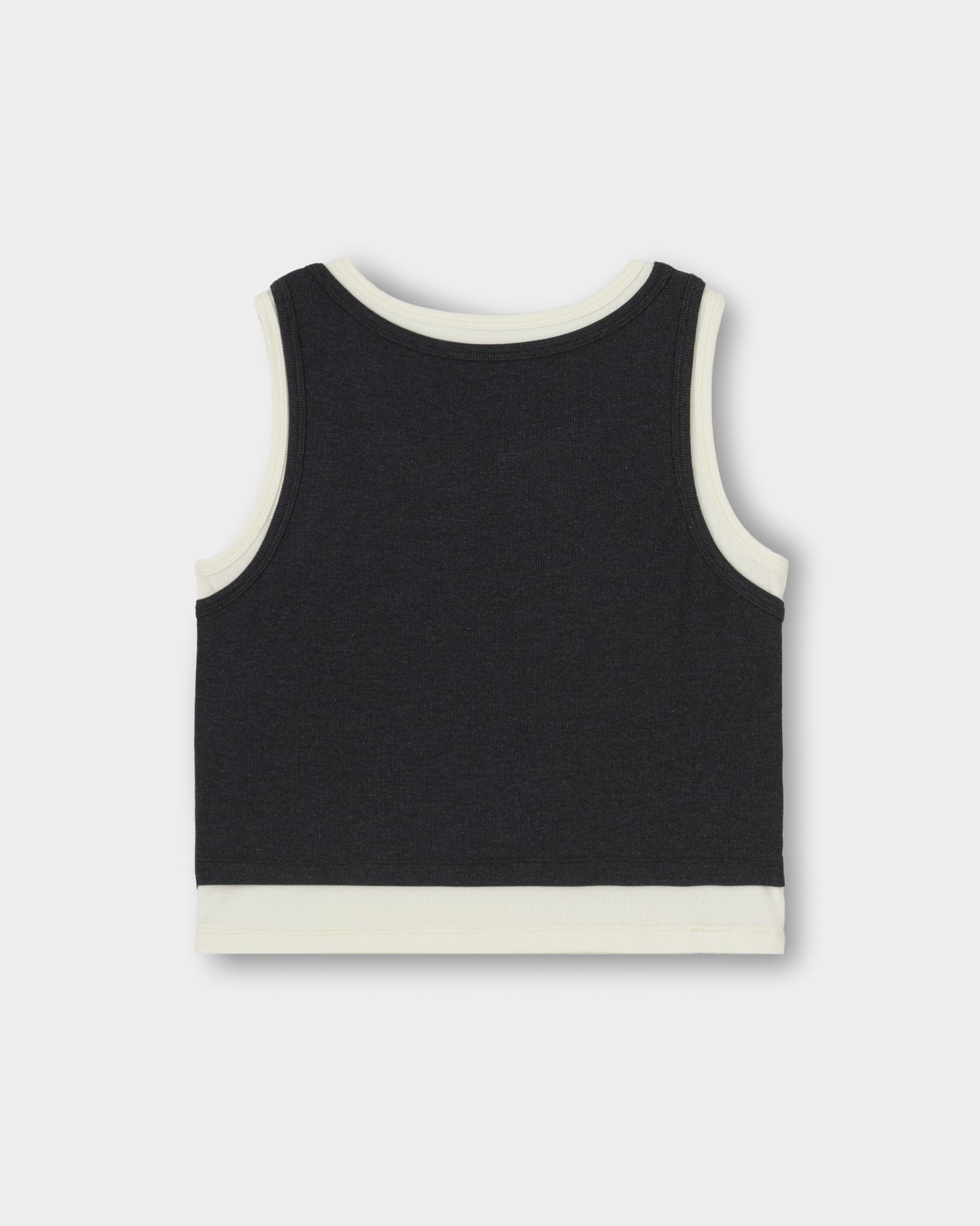 CRONOS WOMEN LAYERED RIB TANK TOP【BLACK】