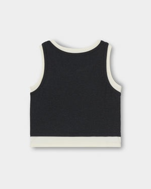 CRONOS WOMEN LAYERED RIB TANK TOP【BLACK】
