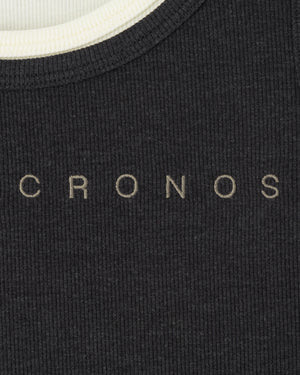 CRONOS WOMEN LAYERED RIB TANK TOP【BLACK】
