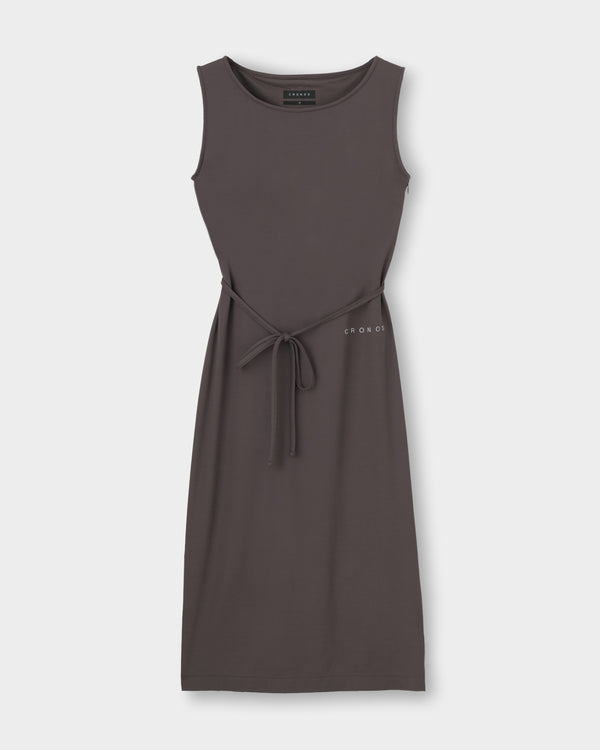 CRONOS WOMEN BOAT NECK DRESS【BROWN】