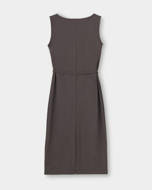 CRONOS WOMEN BOAT NECK DRESS【BROWN】