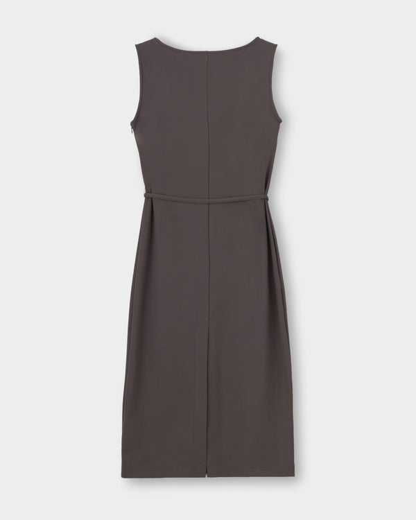 CRONOS WOMEN BOAT NECK DRESS【BROWN】