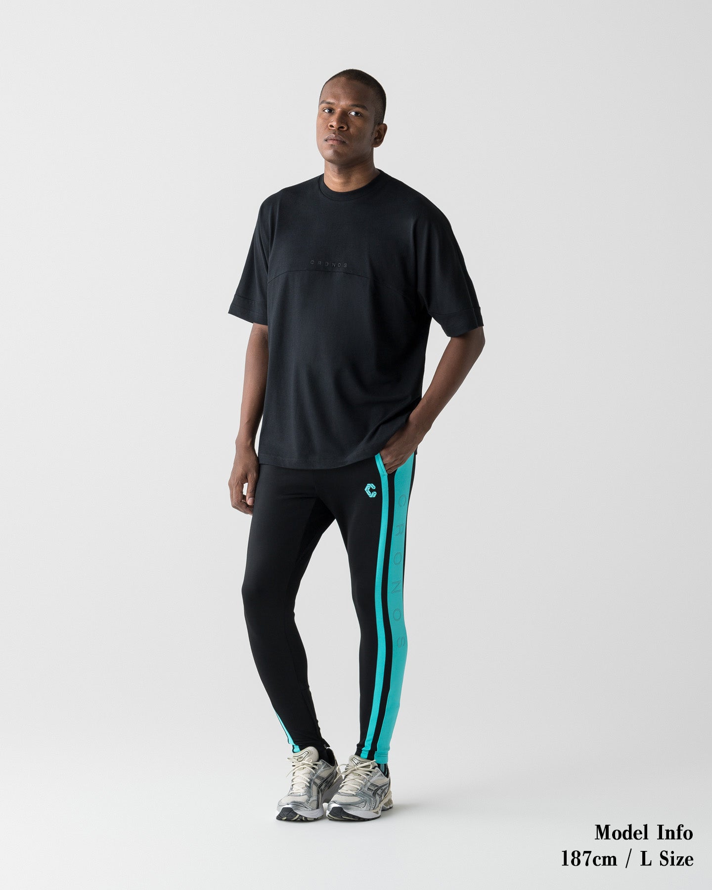 CRONOS RACING SKINNY PANTS【BLACK×T.BLUE】