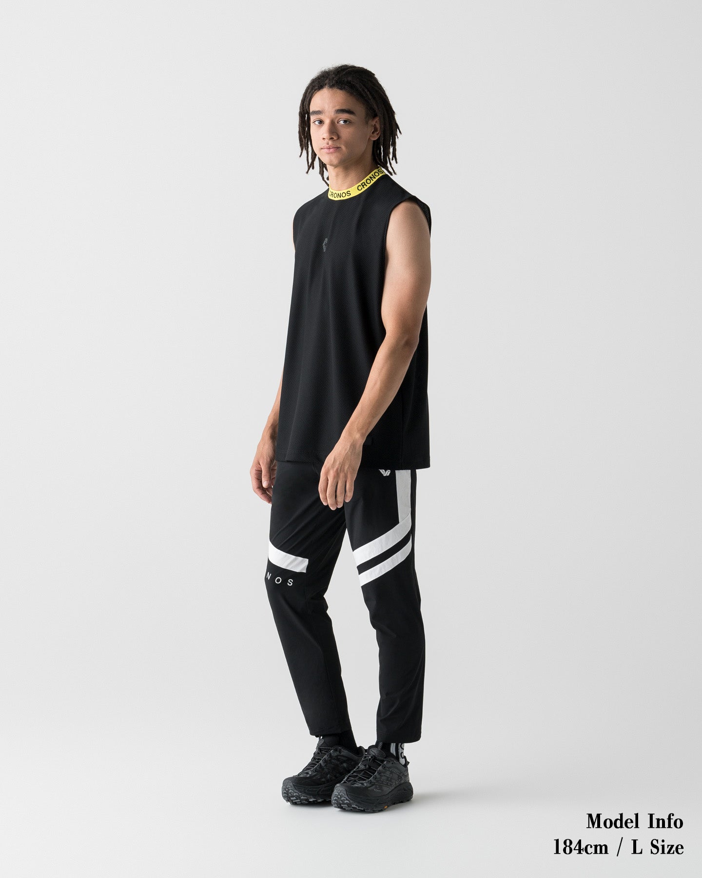 ゴールドジム CRONOS  3点セット CRONOS 3D AIR MESH SLEEVELESS【BLACK×YELLOW】