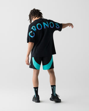 CRONOS BACK LOGO DOLMAN S/S TEE [BLACK x T.BLUE]