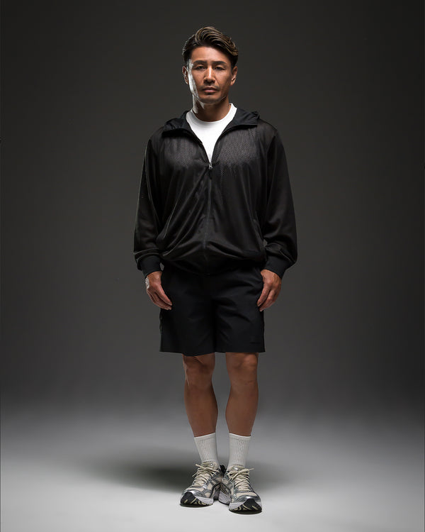 CRONOS × MASATO MESH LAYERED HOODIE【BLACK×WHITE】