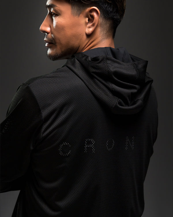 CRONOS × MASATO MESH LAYERED HOODIE【BLACK×WHITE】