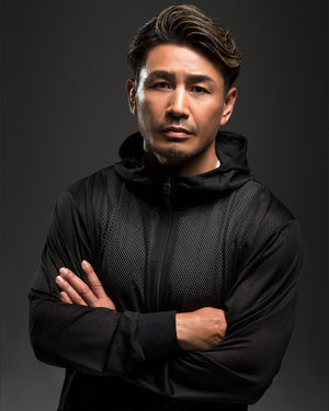 CRONOS × MASATO MESH LAYERED HOODIE【BLACK×WHITE】