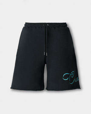 CRONOS SCRIPT RAW HEM SHORTS【BLACK×T.BLUE】