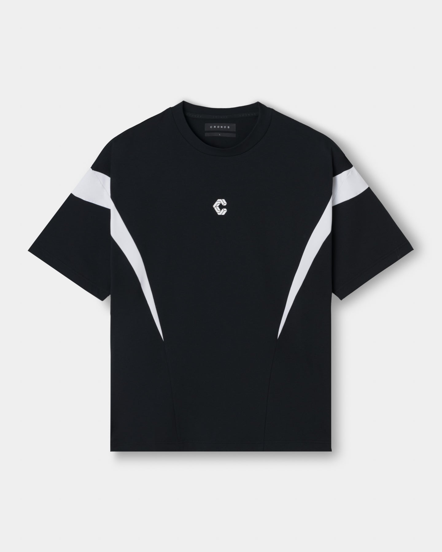 美品CRONOSサイドライン Tシャツ(L)＆ハーフパンツ(M) BLACK CRONOS CONTOUR S/S TEE【BLACK】