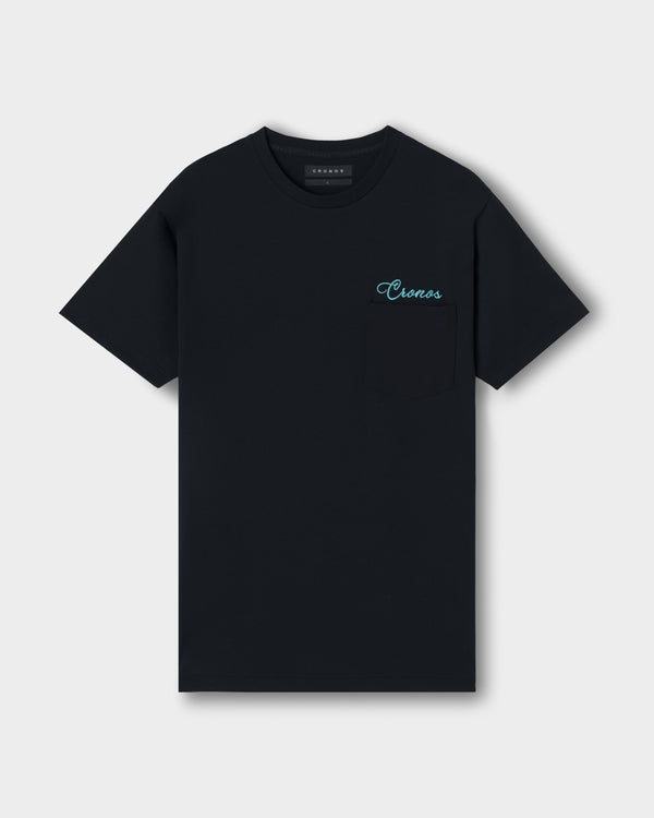 CRONOS SCRIPT POCKET S/S TEE【BLACK×T.BLUE】