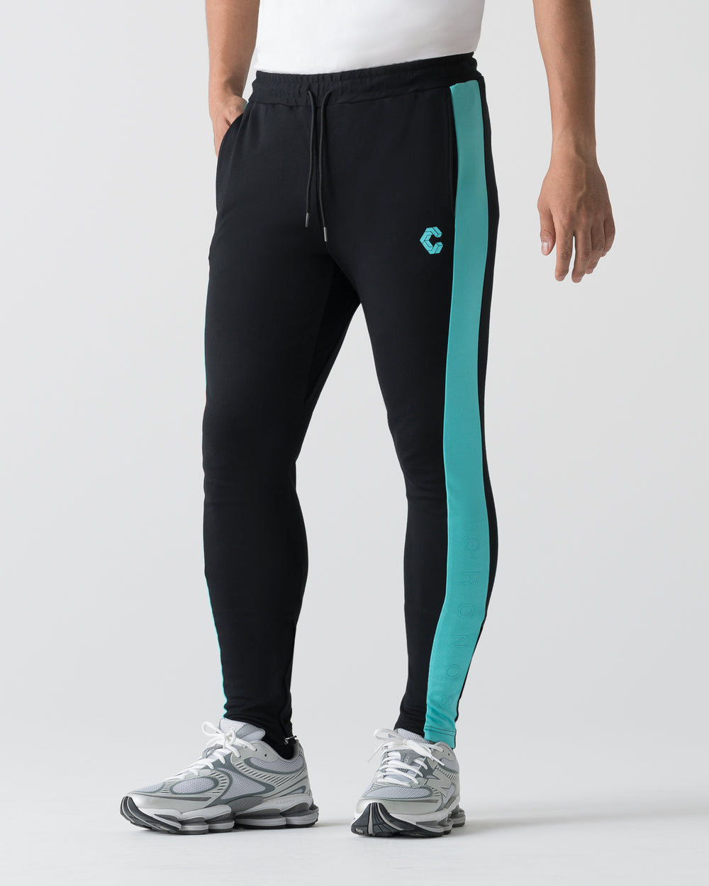 CRONOS BOLD LINE SKINNY PANTS【BLACK×T.BLUE】