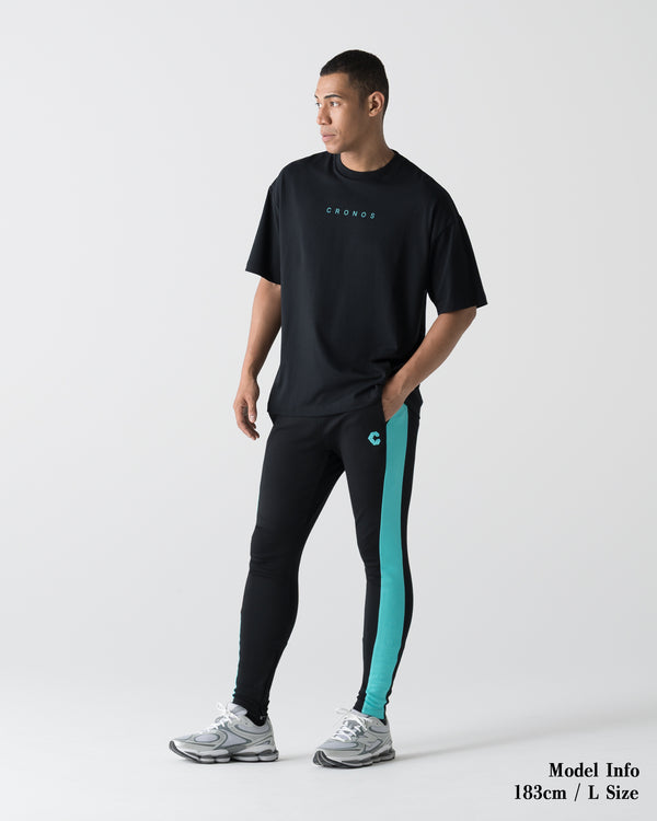 CRONOS BOLD LINE SKINNY PANTS【BLACK×T.BLUE】