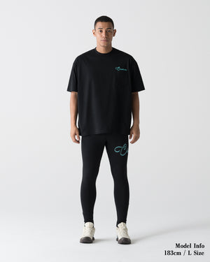 CRONOS HIGH TENSION SCRIPT SKINNY PANTS【BLACK×T.BLUE】