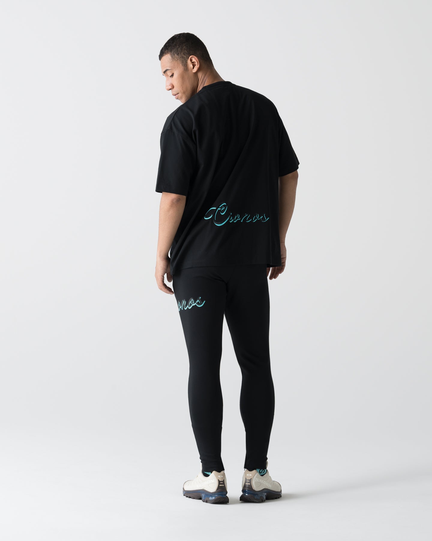 CRONOS HIGH TENSION SCRIPT SKINNY PANTS【BLACK×T.BLUE】
