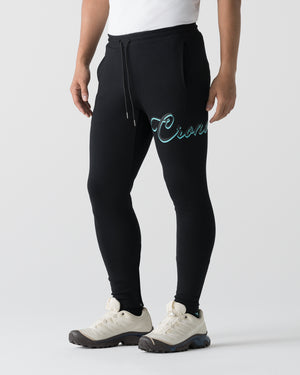CRONOS HIGH TENSION SCRIPT SKINNY PANTS【BLACK×T.BLUE】