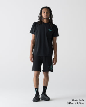 CRONOS SCRIPT RAW HEM SHORTS【BLACK×T.BLUE】