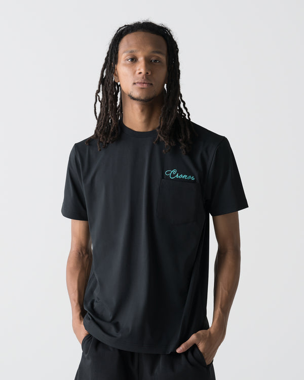 CRONOS SCRIPT POCKET S/S TEE【BLACK×T.BLUE】