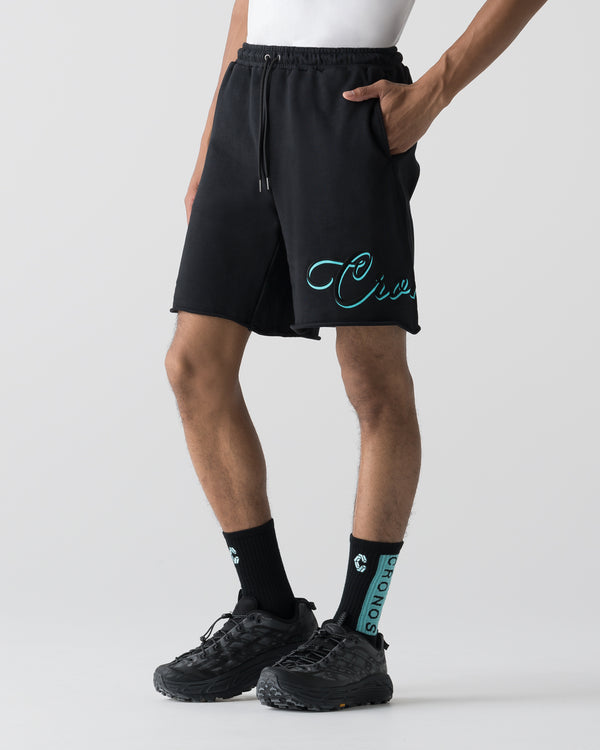 CRONOS SCRIPT RAW HEM SHORTS【BLACK×T.BLUE】