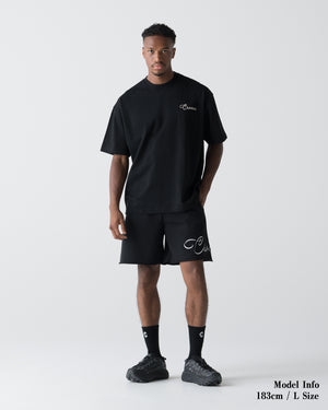 CRONOS SCRIPT RAW HEM SHORTS【BLACK】