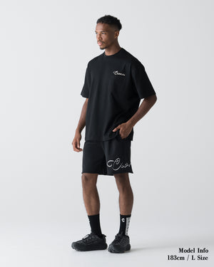 CRONOS SCRIPT RAW HEM SHORTS【BLACK】