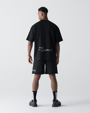 CRONOS SCRIPT RAW HEM SHORTS【BLACK】