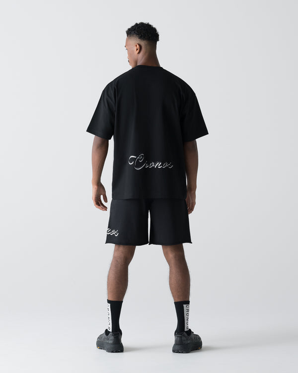 CRONOS SCRIPT RAW HEM SHORTS【BLACK】
