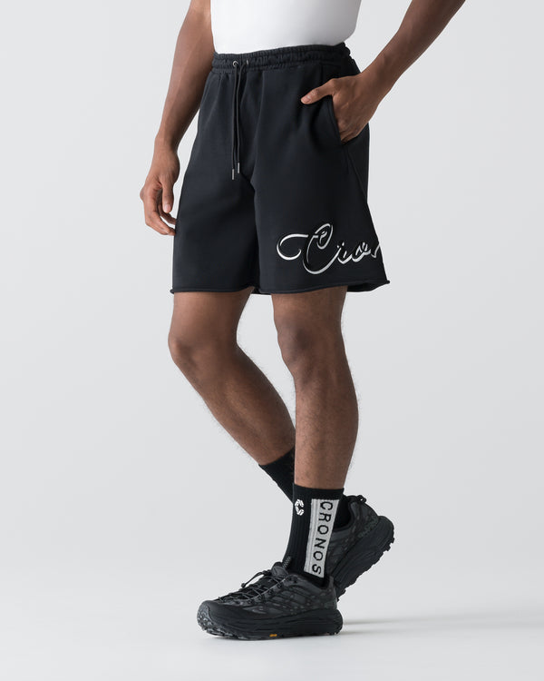 CRONOS SCRIPT RAW HEM SHORTS【BLACK】