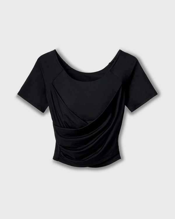 CRONOS WOMEN GATHER T-SHIRT【BLACK】