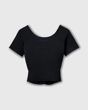 CRONOS WOMEN GATHER T-SHIRT【BLACK】