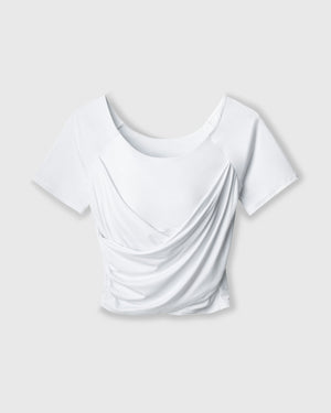 CRONOS WOMEN GATHER T-SHIRT【WHITE】