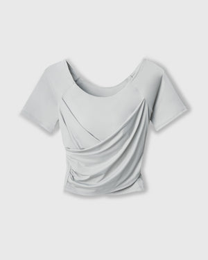 CRONOS WOMEN GATHER T-SHIRT【GRAY】