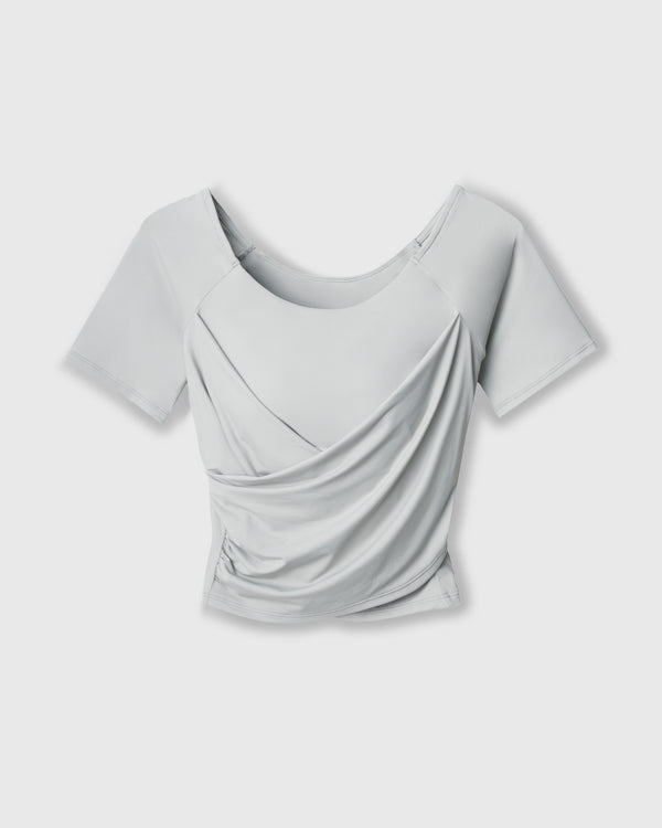 CRONOS WOMEN GATHER T-SHIRT【GRAY】