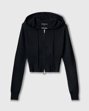 CRONOS WOMEN KNIT ZIP HOODIE【BLACK】