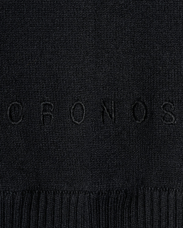 CRONOS WOMEN KNIT ZIP HOODIE【BLACK】