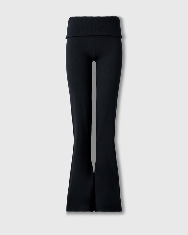 CRONOS WOMEN KNIT FLARE PANTS【BLACK】