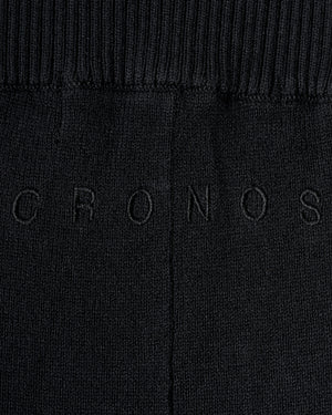 CRONOS WOMEN KNIT FLARE PANTS【BLACK】