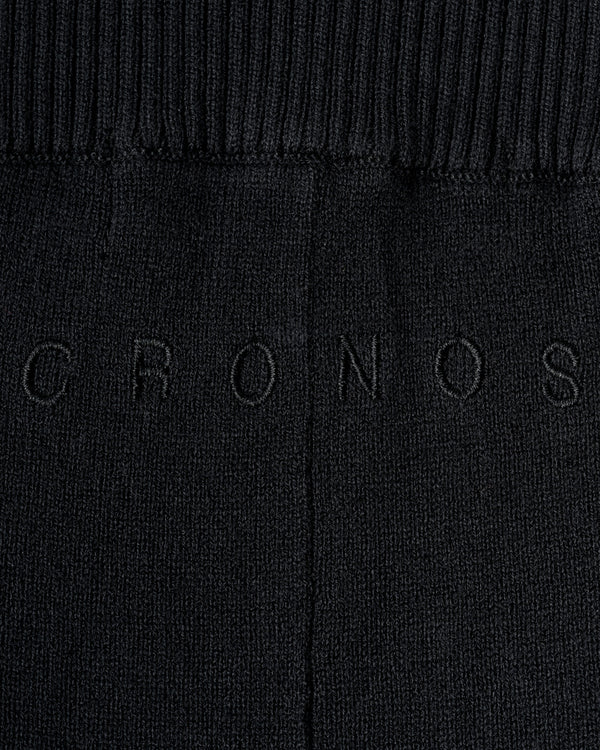 CRONOS WOMEN KNIT FLARE PANTS【BLACK】