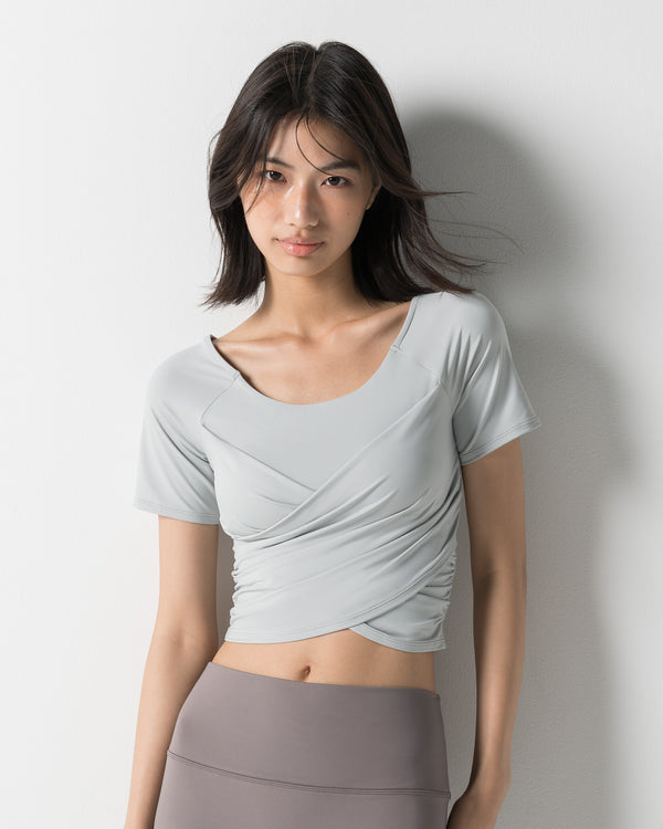 CRONOS WOMEN GATHER T-SHIRT【GRAY】