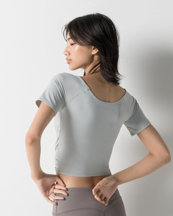 CRONOS WOMEN GATHER T-SHIRT【GRAY】