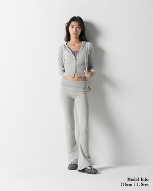 CRONOS WOMEN KNIT ZIP HOODIE【GREIGE】