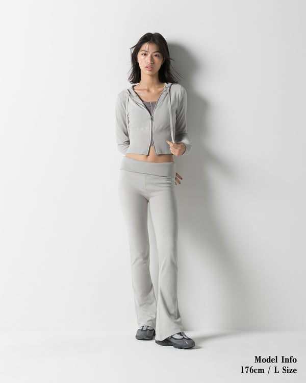 CRONOS WOMEN KNIT ZIP HOODIE【GREIGE】