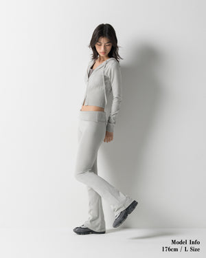 CRONOS WOMEN KNIT FLARE PANTS【GREIGE】