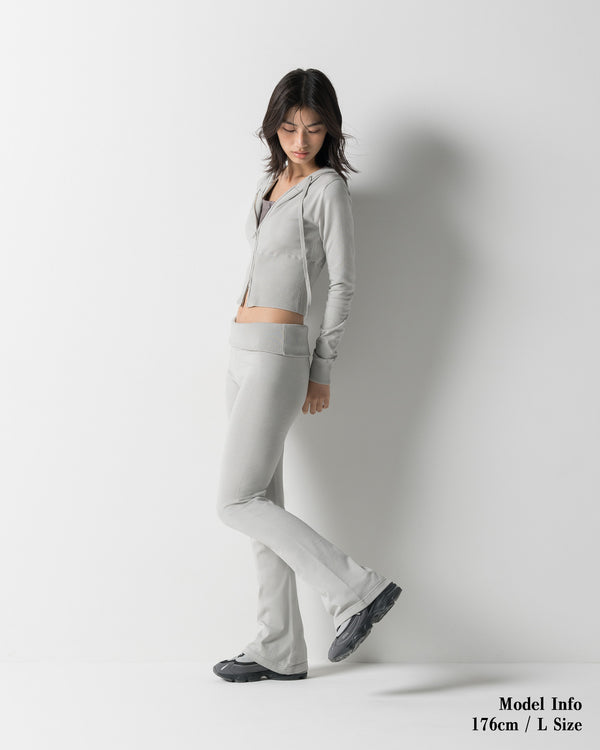 CRONOS WOMEN KNIT FLARE PANTS【GREIGE】