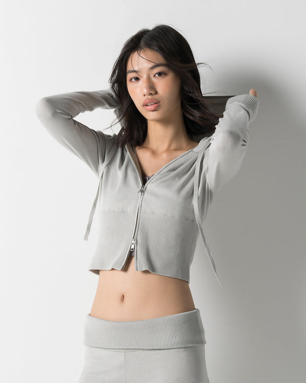 CRONOS WOMEN KNIT ZIP HOODIE【GREIGE】