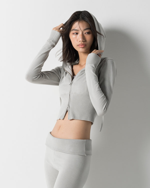 CRONOS WOMEN KNIT ZIP HOODIE【GREIGE】