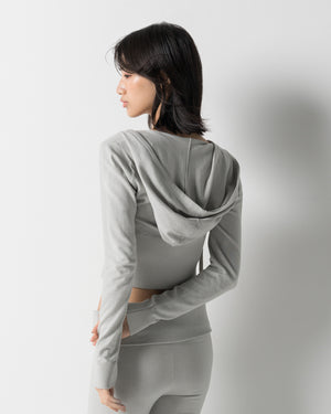 CRONOS WOMEN KNIT ZIP HOODIE【GREIGE】