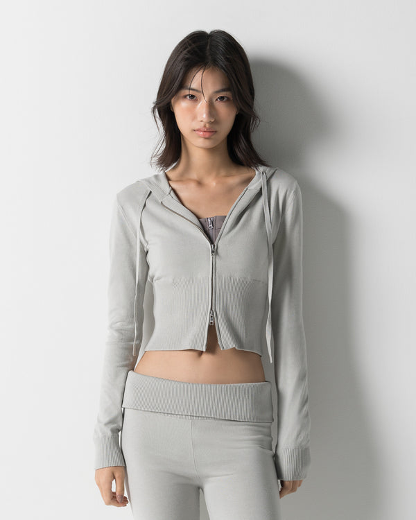 CRONOS WOMEN KNIT ZIP HOODIE【GREIGE】