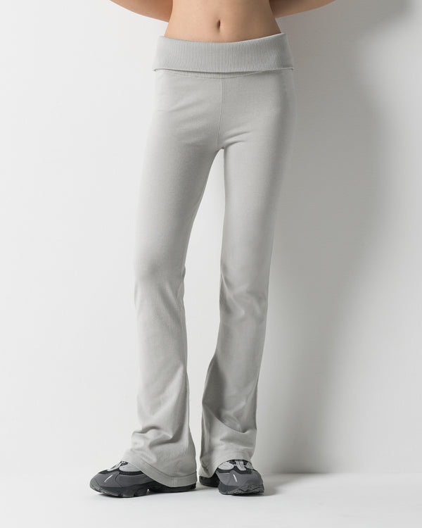 CRONOS WOMEN KNIT FLARE PANTS【GREIGE】